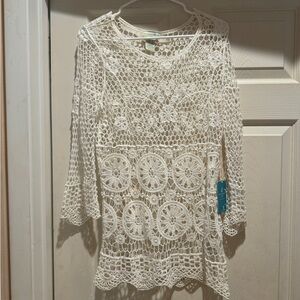 Caribbean Joe Island Supply Co. White Cover Up Size M